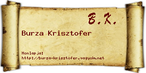 Burza Krisztofer névjegykártya